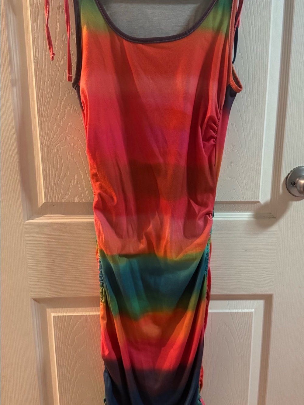 SHEIN One-Shoulder Rainbow Gradient Bodycon Dress